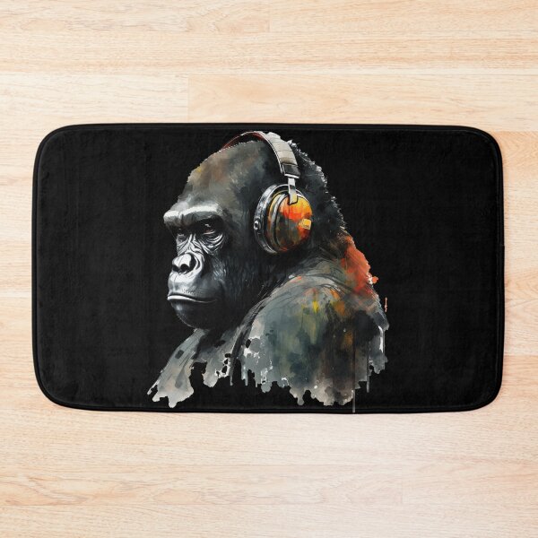 Item preview, Gorilla Head Watercolor Art Mountain Gorilla Wearing Headphones designed and sold by Brockinator.