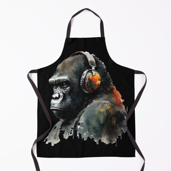 Item preview, Gorilla Head Watercolor Art Mountain Gorilla Wearing Headphones designed and sold by Brockinator.