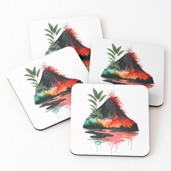 Item preview, Tropical Volcano River Watercolor designed and sold by ImageVortex.