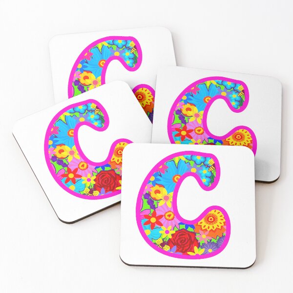 Item preview, Pink Floral Alphabet Letter C – Colorful Boho Psychedelic Flower Typography Art designed and sold by Vividality.