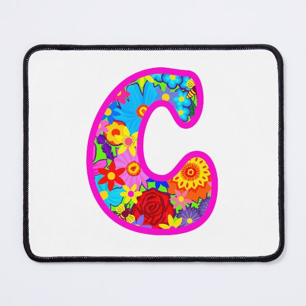 Item preview, Pink Floral Alphabet Letter C – Colorful Boho Psychedelic Flower Typography Art designed and sold by Vividality.