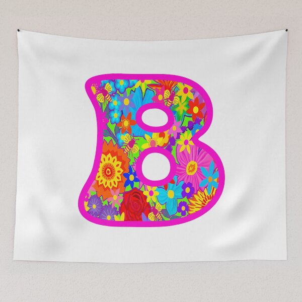 Item preview, Pink Floral Alphabet Letter B – Colorful Boho Psychedelic Flower Typography Art designed and sold by Vividality.