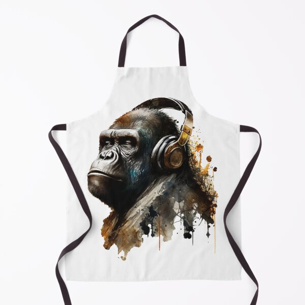 Item preview, Gorilla Wearing Headphones Mountain Gorilla Listening to Music designed and sold by Brockinator.