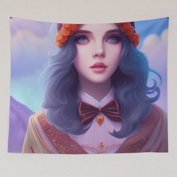 Item preview, Young woman with blue hair and blue eyes designed and sold by Girly-Universe.