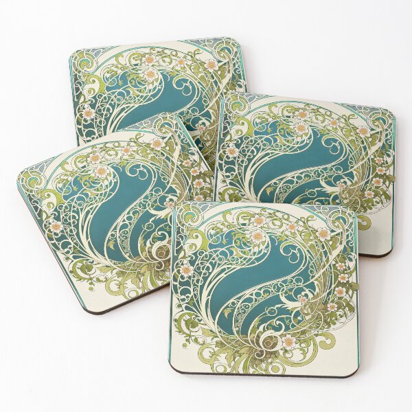 Item preview, Art Nouveau Floral Ode to Alphonse Mucha designed and sold by entwithanaxe.