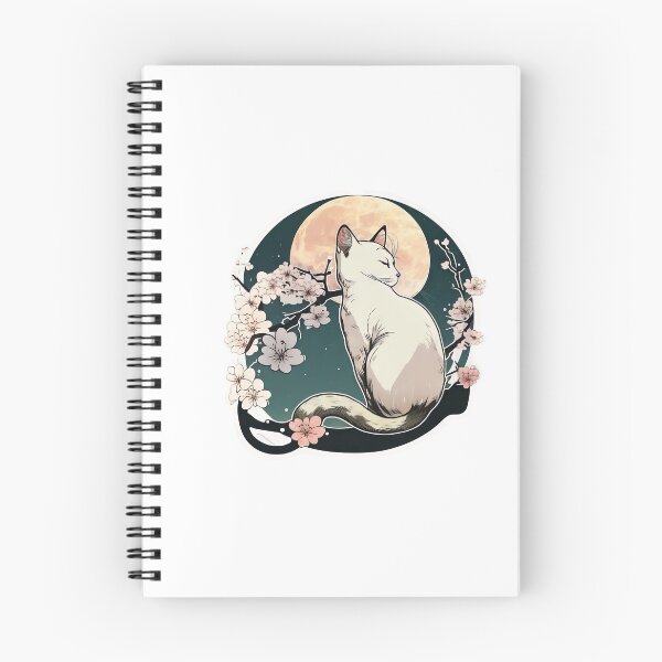 Item preview, White Cat on a Sakura tree, and moon behind designed and sold by oudib.
