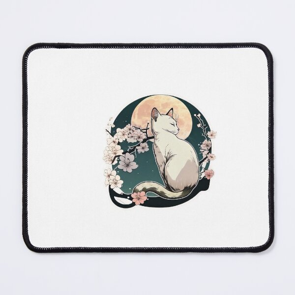 Item preview, White Cat on a Sakura tree, and moon behind designed and sold by oudib.