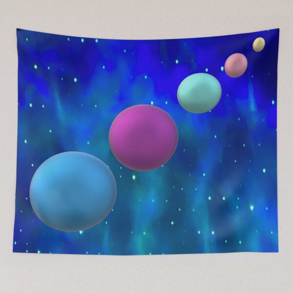 Item preview, Multi colored Different Sized Planetary Spheres in Blue Space designed and sold by CJRPics.