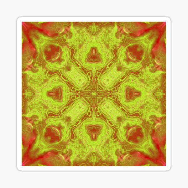 Ornament mandala - vintage - green, red version Sticker