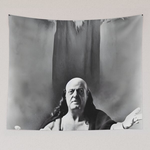 Item preview, Black and White Cyberpunk Aleister Crowley The Christ of Thelema painted in a Surrealist and Impressionist style designed and sold by Ataraxia  Apparel.