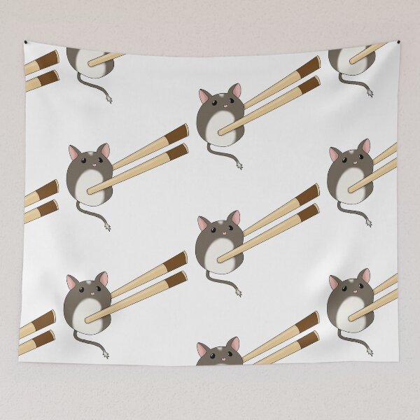Item preview, Cute brown gerbil mochi with chopsticks  designed and sold by Becky-Marie.