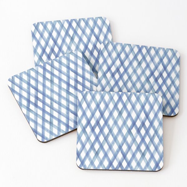 Item preview, Watercolor stripe plaid seamless pattern. Indigo blue stripes background designed and sold by olgersart.