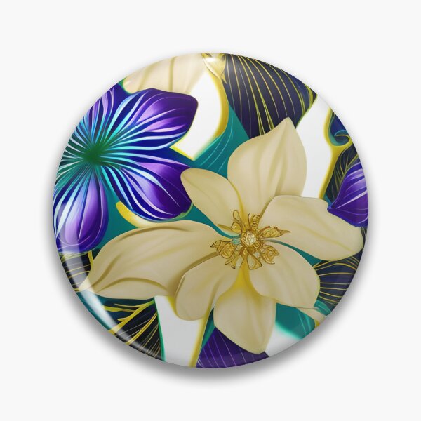 Item preview, Abstract electric blue flowers with gold designed and sold by FGCART.