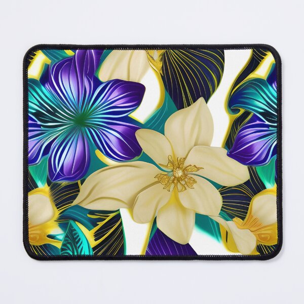Item preview, Abstract electric blue flowers with gold designed and sold by FGCART.