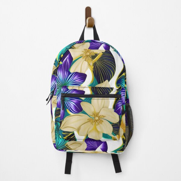 Item preview, Abstract electric blue flowers with gold designed and sold by FGCART.
