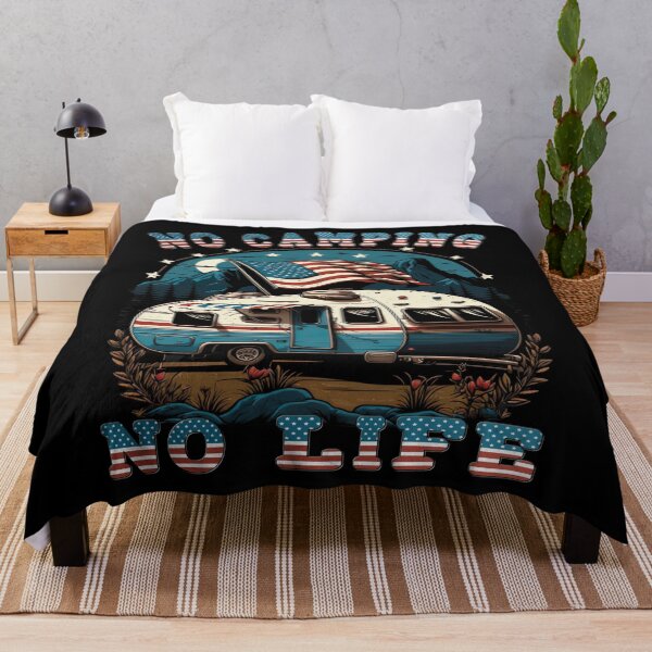 Artikelvorschau, No camping no life Camping Caravan USA entworfen und verkauft von druckfun.