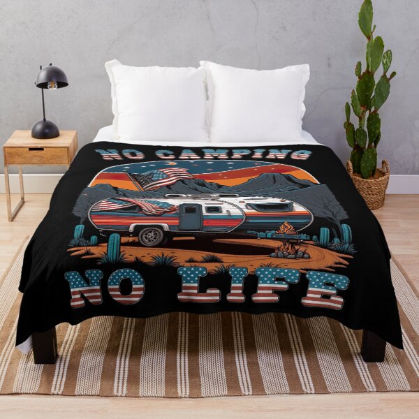 Artikelvorschau, No camping no life Camping Caravan USA entworfen und verkauft von druckfun.