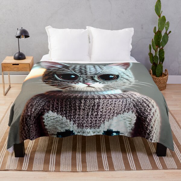 Artikelvorschau, Gestrickte Katze - moderne digitale Kunst entworfen und verkauft von Ai-michiart.