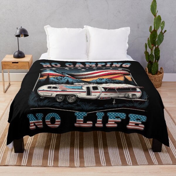 Artikelvorschau, No camping no life Camping Caravan USA entworfen und verkauft von druckfun.