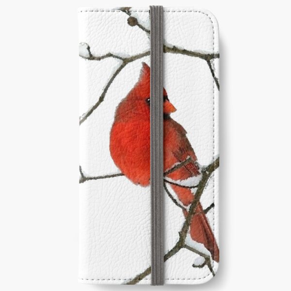 Red Cardinal Digital Oil Painting iPhone Wallet