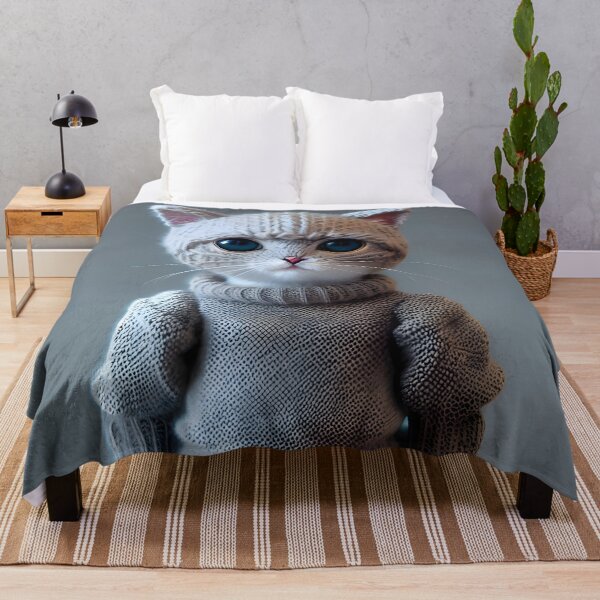 Artikelvorschau, Gestrickte Katze - moderne digitale Kunst entworfen und verkauft von Ai-michiart.