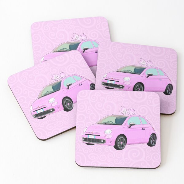 Artikelvorschau, Schläfrige Katze auf rosa Cinquecento mit Spiralen entworfen und verkauft von QuirkyCatz.