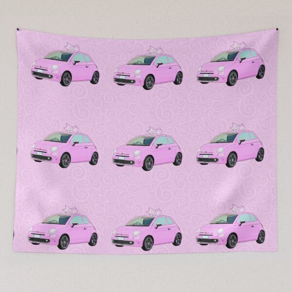 Item preview, Sleepy cat on pink cinquecento with spirals  designed and sold by QuirkyCatz.