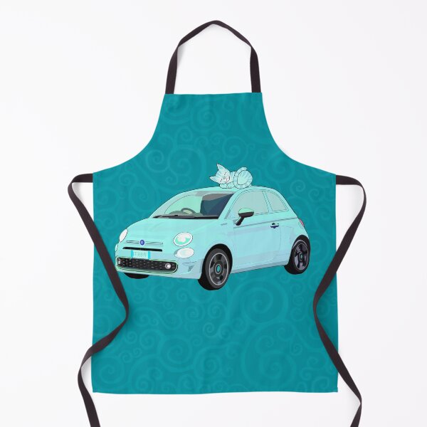 Item preview, Sleepy cat on turquoise cinquecento with spirals designed and sold by QuirkyCatz.
