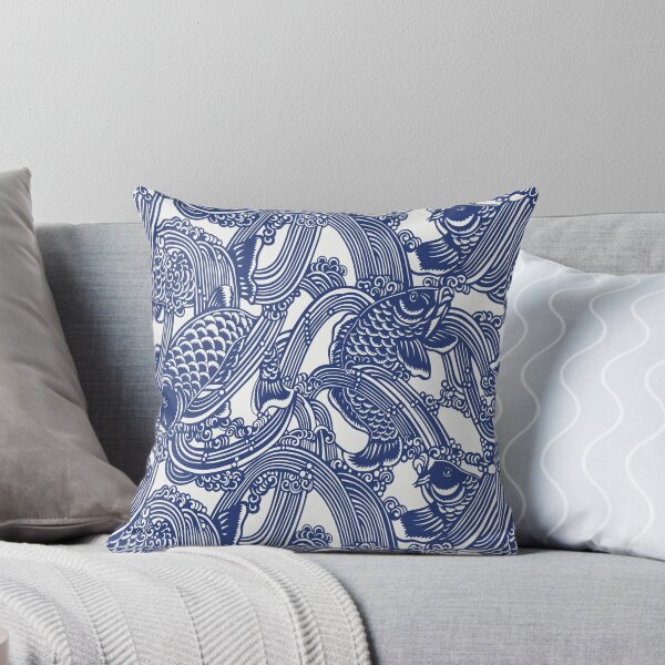 Poisson koi vintage du Japon Coussin
