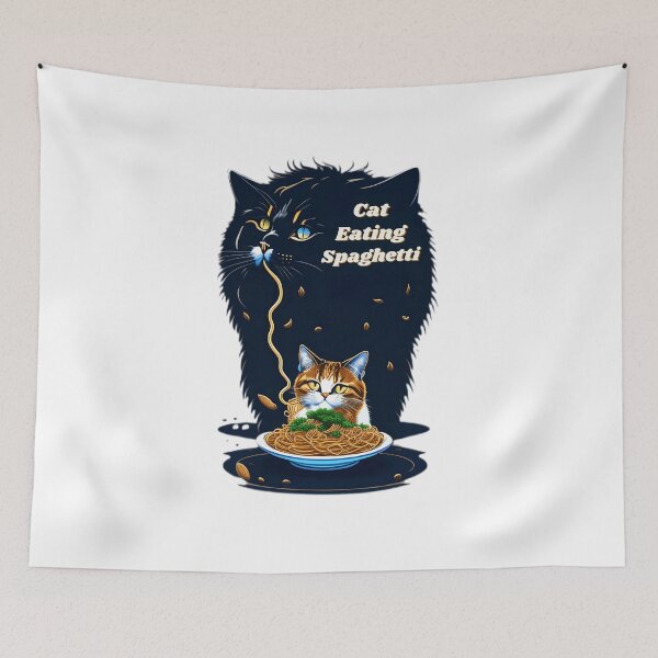 Item preview, Cat Eating Spaghetti Noodles  designed and sold by ArtiLush ⭐⭐⭐⭐⭐.