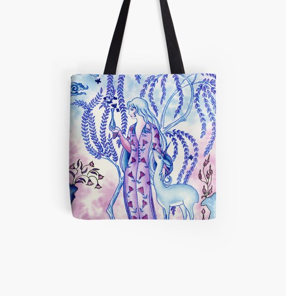 Lady & Last Unicorn All Over Print Tote Bag