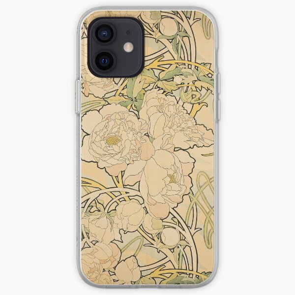 'Peonies' by Alphonse Mucha (Reproduction) iPhone Soft Case