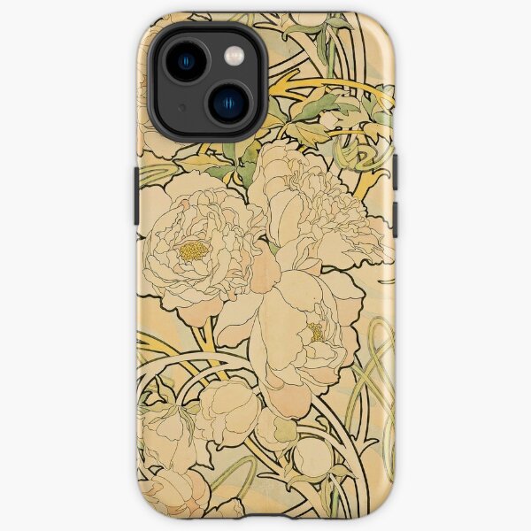 'Peonies' by Alphonse Mucha (Reproduction) iPhone Tough Case