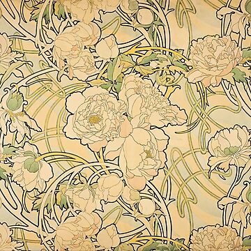 Artwork thumbnail, 'Peonies' by Alphonse Mucha (Reproduction) by Classic Visions Gallery