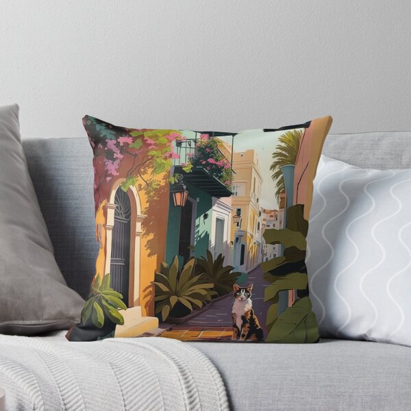 Item preview, Old San Juan Colorful Homes, Plants and Cats designed and sold by TheJadeCat.