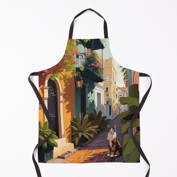 Artikelvorschau, Old San Juan Bunte Häuser, Pflanzen und Katzen entworfen und verkauft von TheJadeCat.