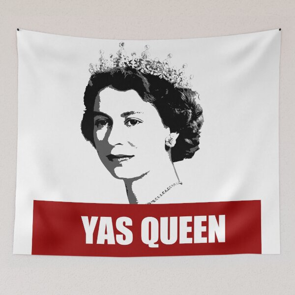 Artikelvorschau, Yas Queen Elizabeth II Vereinigtes Königreich rot weiß schwarz Krone yass entworfen und verkauft von starkle.