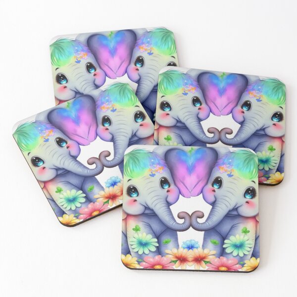 Item preview, Beautiful Rainbow coloured baby elephants playing are absolutely adorable and amazing  designed and sold by Tiannalaw.