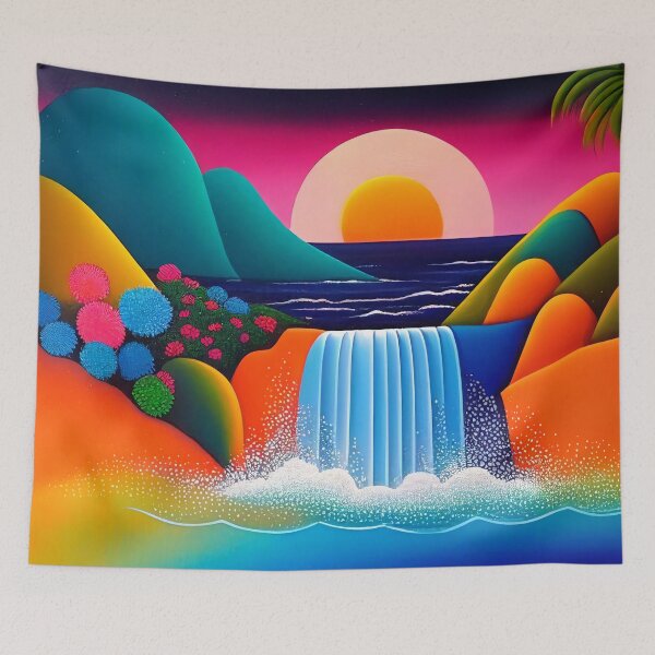 Item preview, Magical Sunset Beach Waterfall, My Happy Place designed and sold by Orianah.