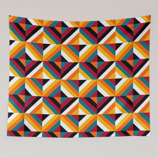 Item preview, Bold Colorful Quilt Patchwork Pattern Orange, Red, Yellow, Teal designed and sold by Gsallicat.