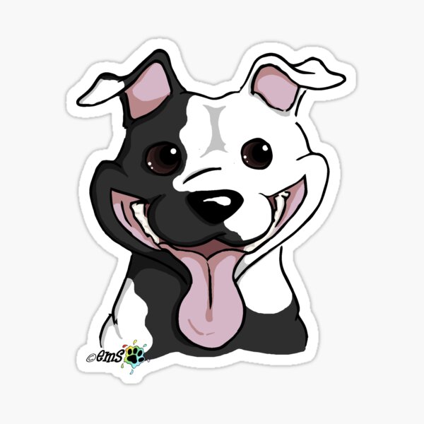 Silly Pit Bull Puppy Sticker by Sad Zebra - Art by Nikiya