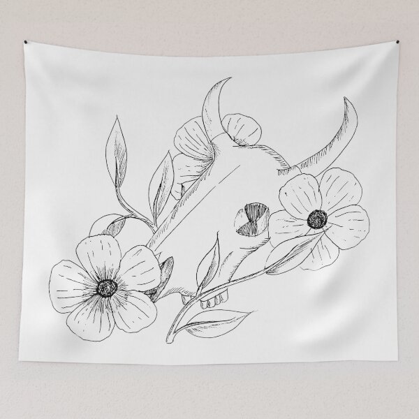 Item preview, Cow Skull and Flowers designed and sold by Marian Hayes.