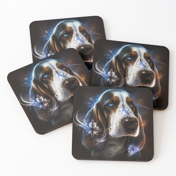Item preview, Basset Hound Lace Floral Abstract designed and sold by Nocturne  Paws.