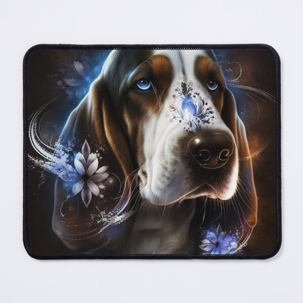Item preview, Basset Hound Lace Floral Abstract designed and sold by Nocturne  Paws.