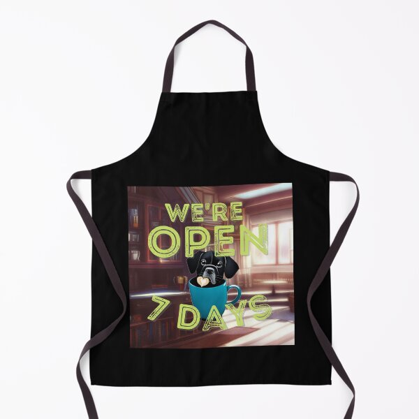 Item preview, We're Open 7 Days (puppy in mug version) designed and sold by PhotoDesignNZ.