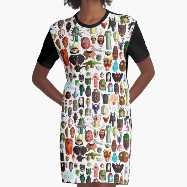 85 World Monster Faces Graphic T-Shirt Dress