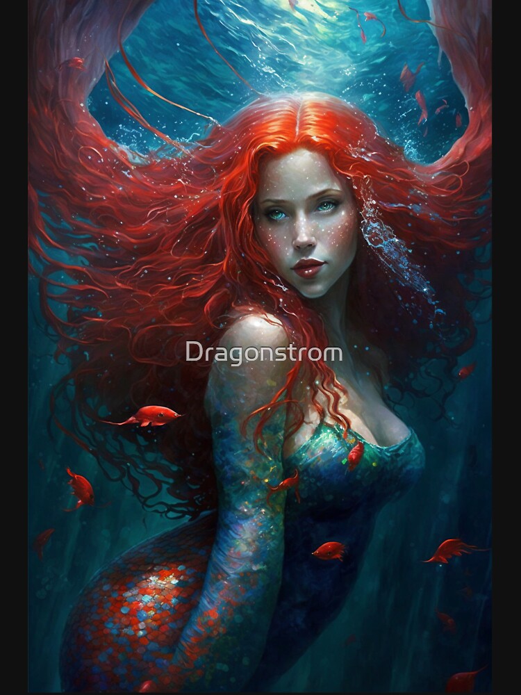 Red Headed Mermaid (aka Siren, Neried) Under the Sea Essential T-Shirt for  Sale by Dragonstrom