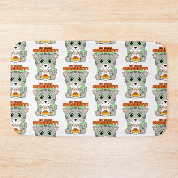 Aperçu de l'œuvre chat mangeant des spaghettis créée et vendue par Design_for_merch.