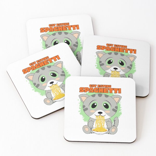 Item preview, cat eating spaghetti designed and sold by Design_for_merch.