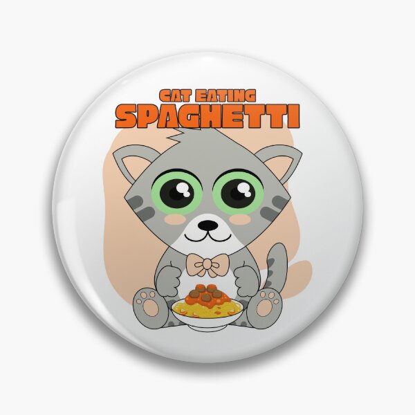 Aperçu de l'œuvre chat mangeant des spaghettis créée et vendue par Design_for_merch.